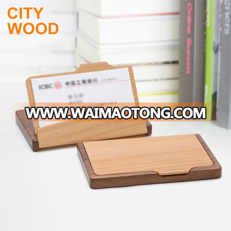 new design promotion desktop pocket wood business card holder